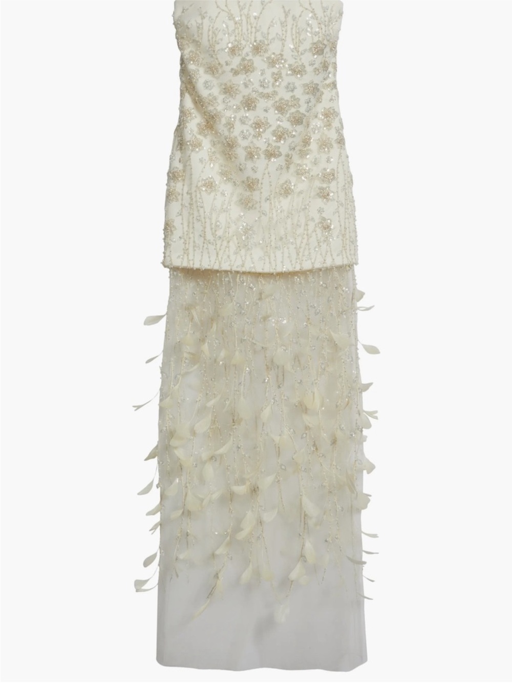 Delfi Collective Salma Bead & Feather Strapless Gown - Picture 4 of 13
